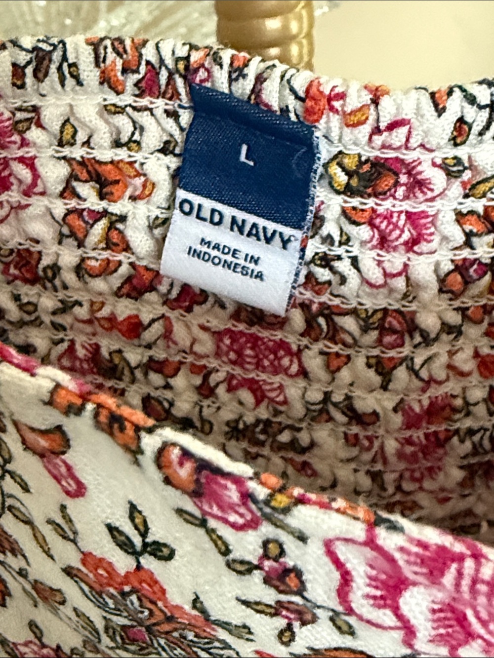 Old Navy Pink and Orange Floral Smocked Top - Picture 3 of 4